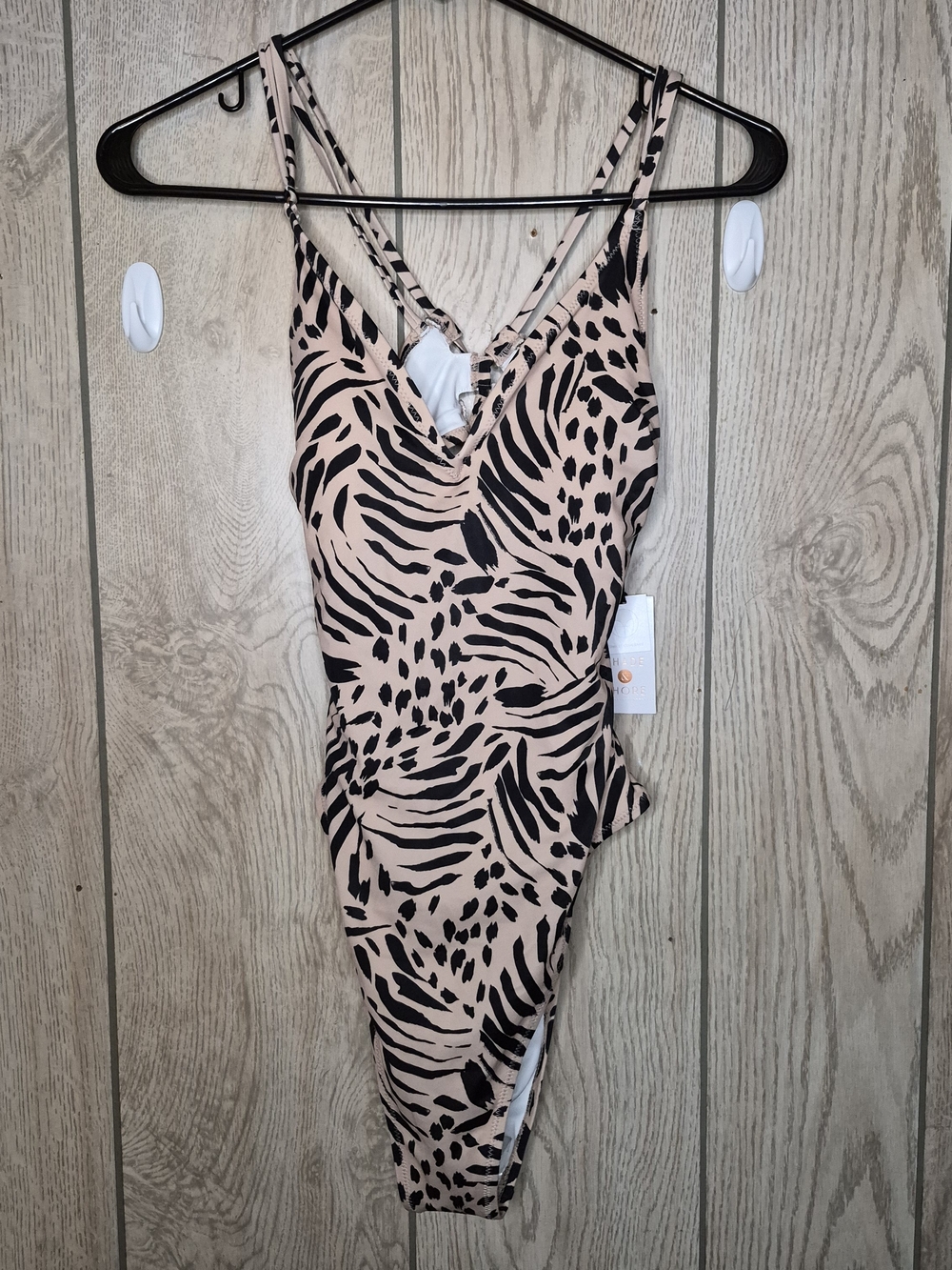 Shade & Shore Tan and Black Animal-Print One-Piece Swimsuit